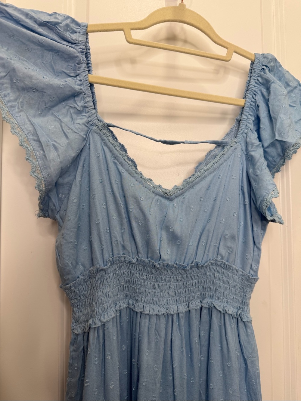 Lime Lush Baby Blue Swiss Dot Lace Detail Mini Dress Small NWT!! - Picture 10 of 12